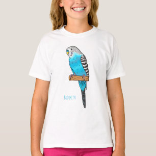 Camiseta Ilustração de desenho animado de pássaros azul