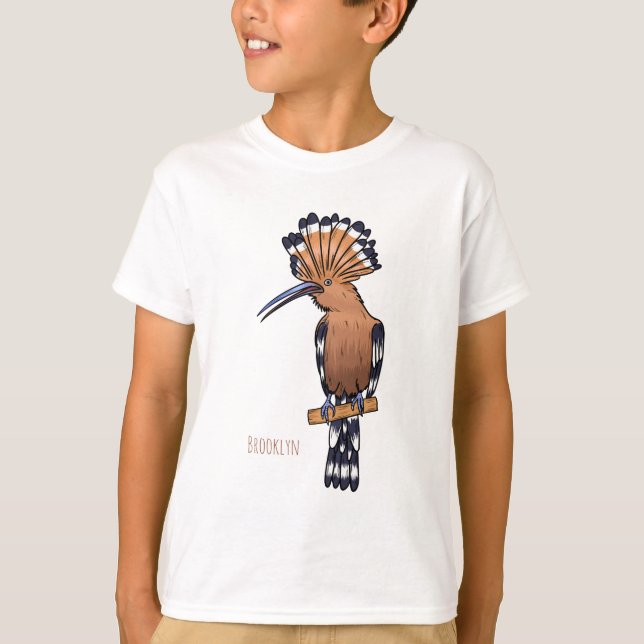 Camiseta Ilustração de desenho animado de pássaros-hópoe-as (Frente)