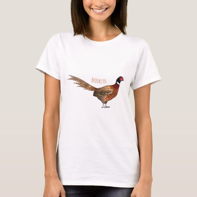 Camiseta Ilustração de desenho animado de pheasant de pesco (Frente)