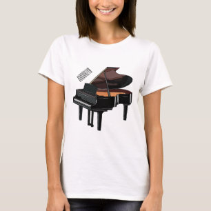 Camiseta Ilustração de desenho animado de piano