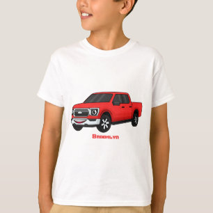 Camiseta Ilustração de desenho animado de picup vermelho-