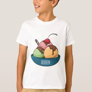 Camiseta ilustração de desenho animado de sorvete