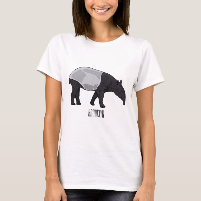 Camiseta Ilustração de desenho animado de Tapir (Frente)