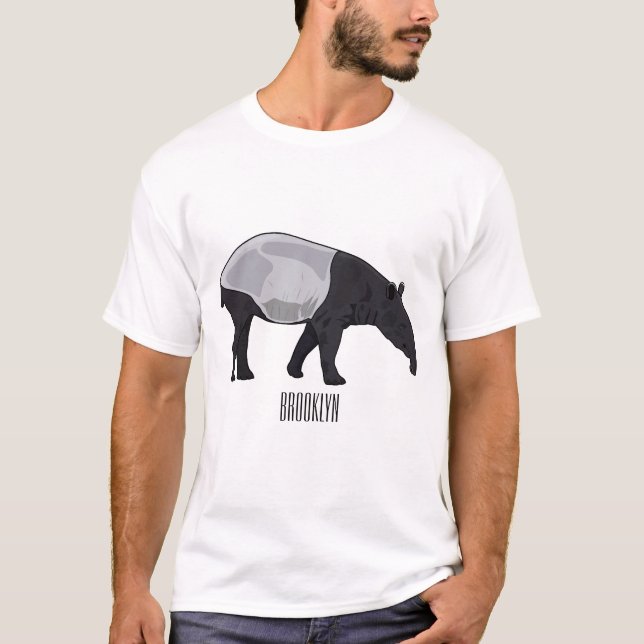 Camiseta Ilustração de desenho animado de Tapir (Frente)