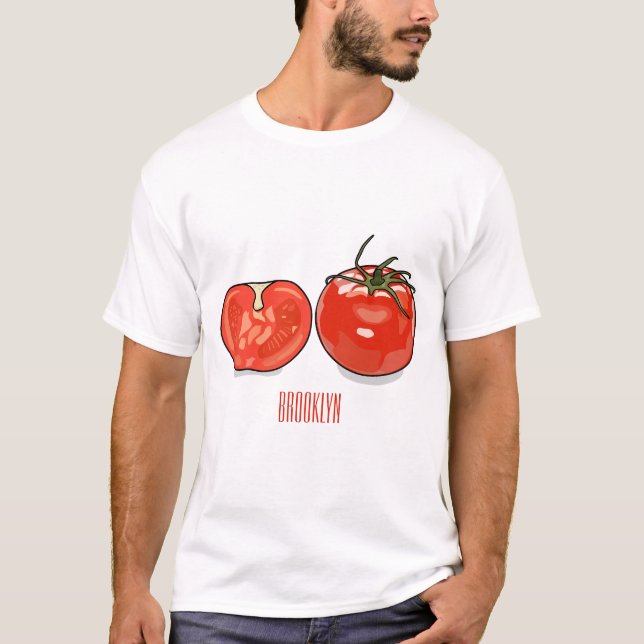 Camiseta Ilustração de desenho animado de tomate (Frente)