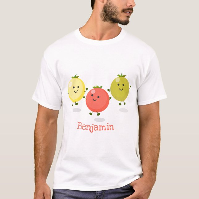 Camiseta Ilustração de desenho animado de tomate de cereja (Frente)