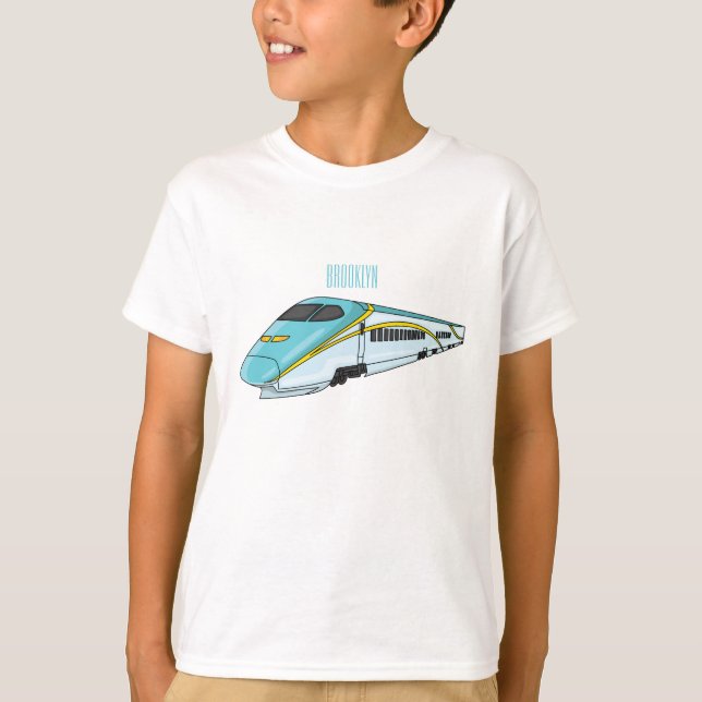 Camiseta Ilustração de desenho animado de trem de bala de a (Frente)