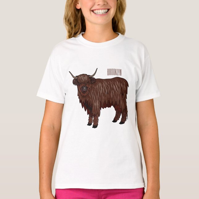 Camiseta Ilustração de desenho animado de vaca em terras al (Frente)