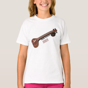 Camiseta Ilustração de desenho animado de violão