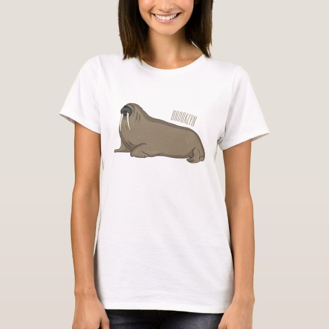 Camiseta Ilustração de desenho animado de Walrus (Frente)