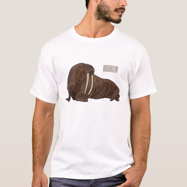 Camiseta Ilustração de desenho animado de Walrus (Frente)