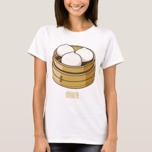 Camiseta Ilustração de desenho animado Dim sum