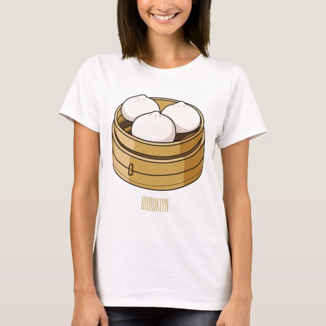 Camiseta Ilustração de desenho animado Dim sum (Frente)