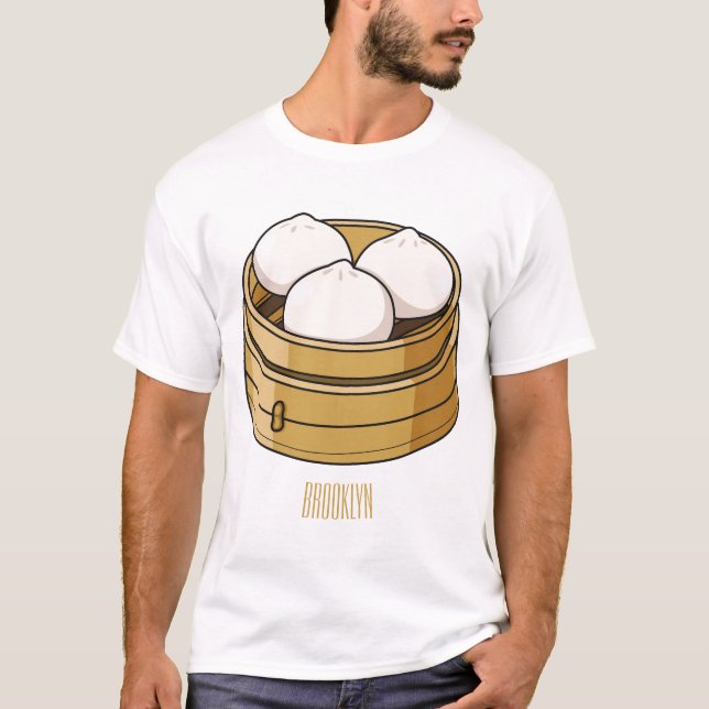 Camiseta Ilustração de desenho animado Dim sum (Frente)