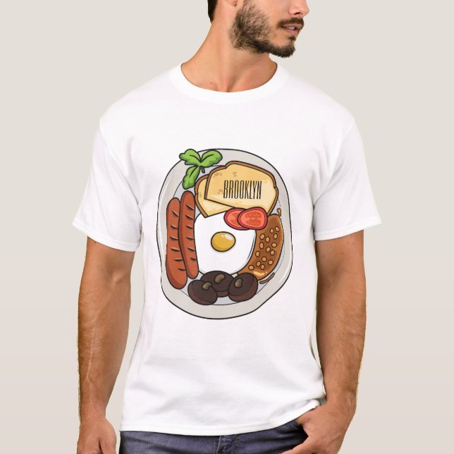 Camiseta Ilustração de desenho animado do café da manhã em  (Frente)