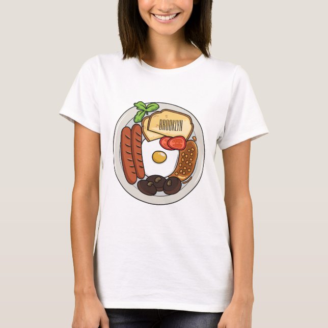 Camiseta Ilustração de desenho animado do café da manhã em  (Frente)