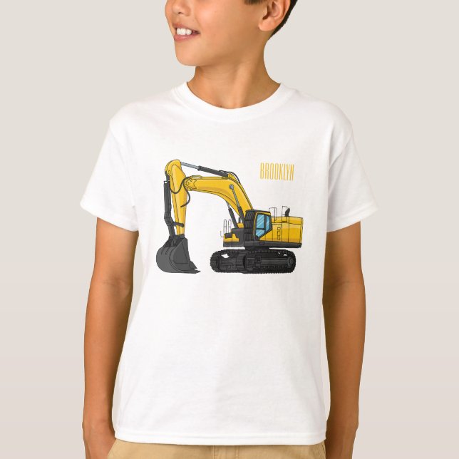 Camiseta Ilustração de desenho animado do crawler escavator (Frente)