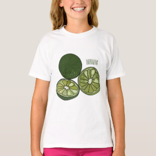 Camiseta Ilustração de desenho animado do limão Kaffir