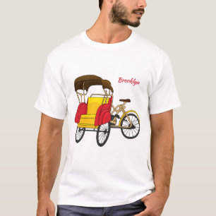 Camiseta Ilustração de desenho animado do rickshaw Pedicab