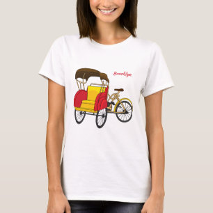 Camiseta Ilustração de desenho animado do rickshaw Pedicab