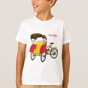 Camiseta Ilustração de desenho animado do rickshaw Pedicab