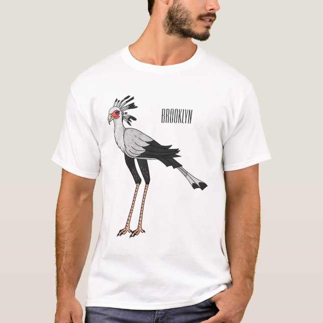 Camiseta Ilustração de desenho animado do Secretário Pássar (Frente)