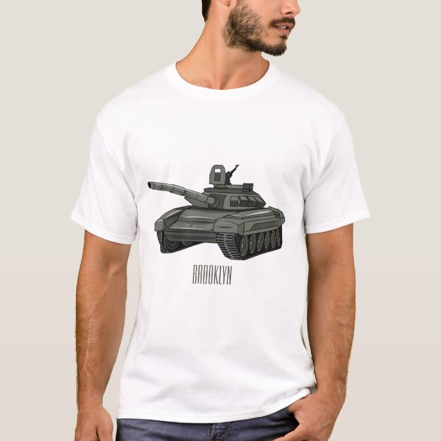 Camiseta Ilustração de desenho animado do Tanque (Frente)