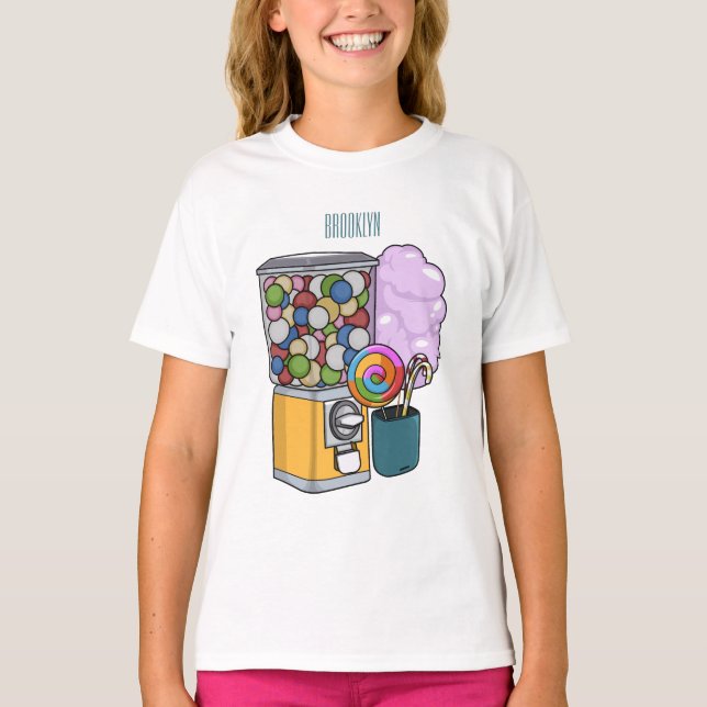 Camiseta Ilustração de desenho animado doce (Frente)