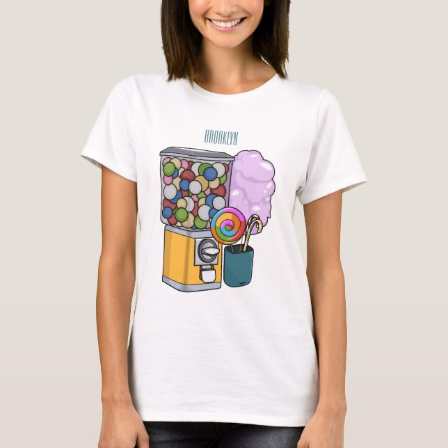 Camiseta Ilustração de desenho animado doce (Frente)