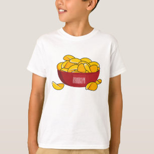 Camiseta Ilustração de desenho animado em chip de batata