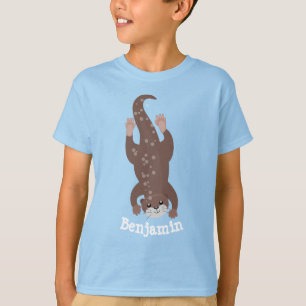 Camiseta Ilustração de desenho animado em lontra