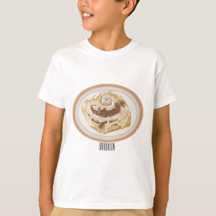 Camiseta Ilustração de desenho animado em rolo de canela