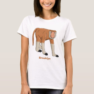 Camiseta Ilustração de desenho animado engraçado do macaco