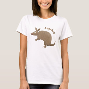 Camiseta ilustração de desenho animado feliz de tatu
