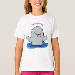 Camiseta Ilustração de desenho animado feliz e adorável