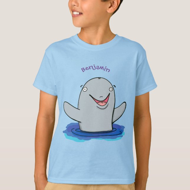Camiseta Ilustração de desenho animado feliz e adorável (Frente)