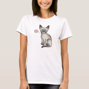 Camiseta Ilustração de desenho animado fofo de gato siamês