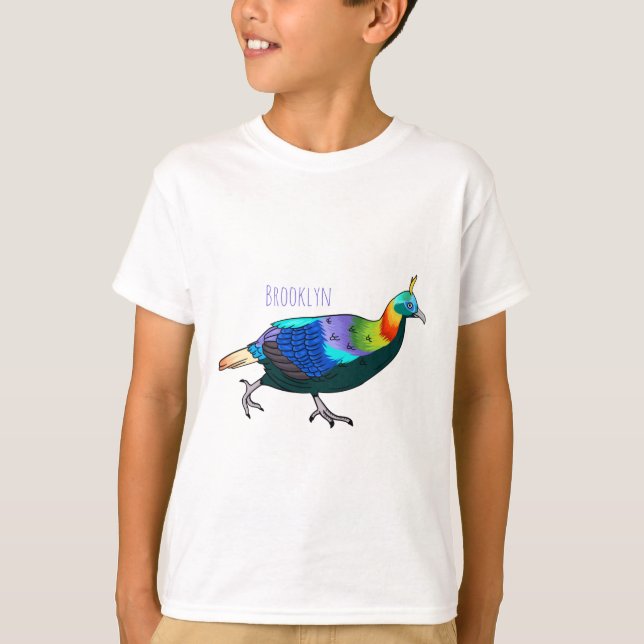 Camiseta Ilustração de desenho animado monal de aves do Him (Frente)