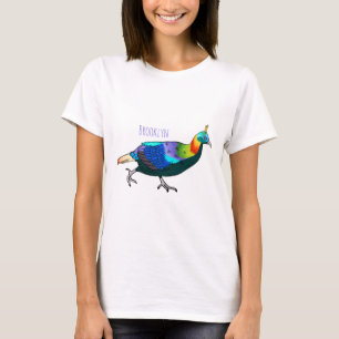 Camiseta Ilustração de desenho animado monal de aves do Him