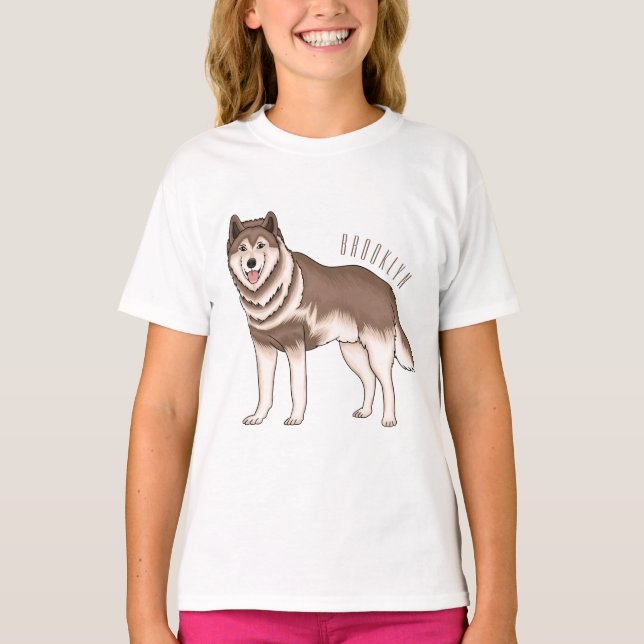 Camiseta Ilustração de desenho animado siberiano husky (Frente)