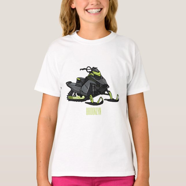 Camiseta Ilustração de desenho animado Snowmobile (Frente)