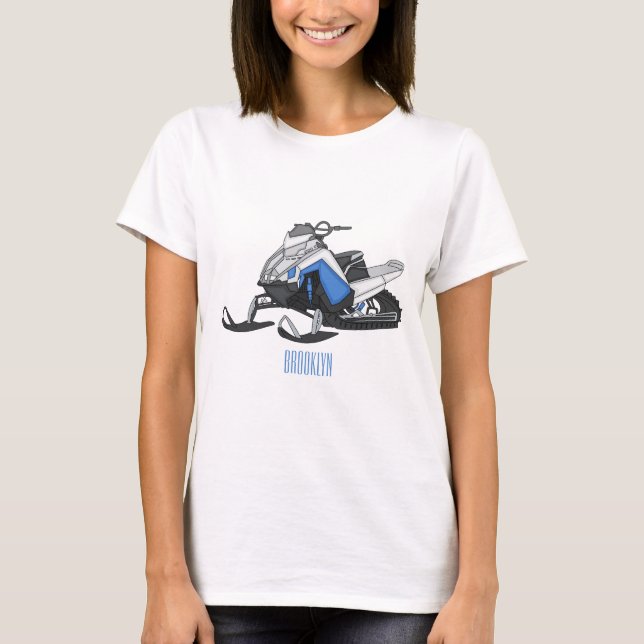 Camiseta Ilustração de desenho animado Snowmobile (Frente)