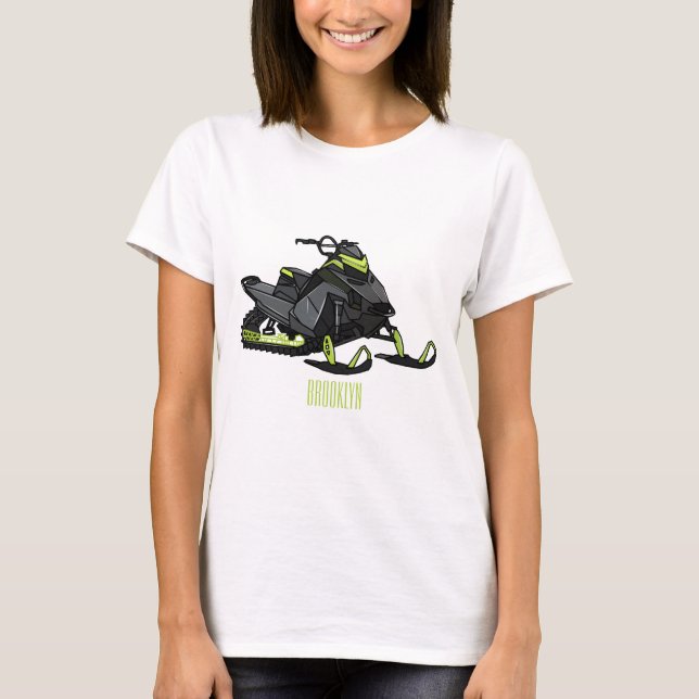 Camiseta Ilustração de desenho animado Snowmobile (Frente)