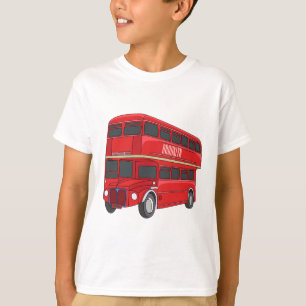 Camiseta Ilustração de desenho de barramento de dois andare