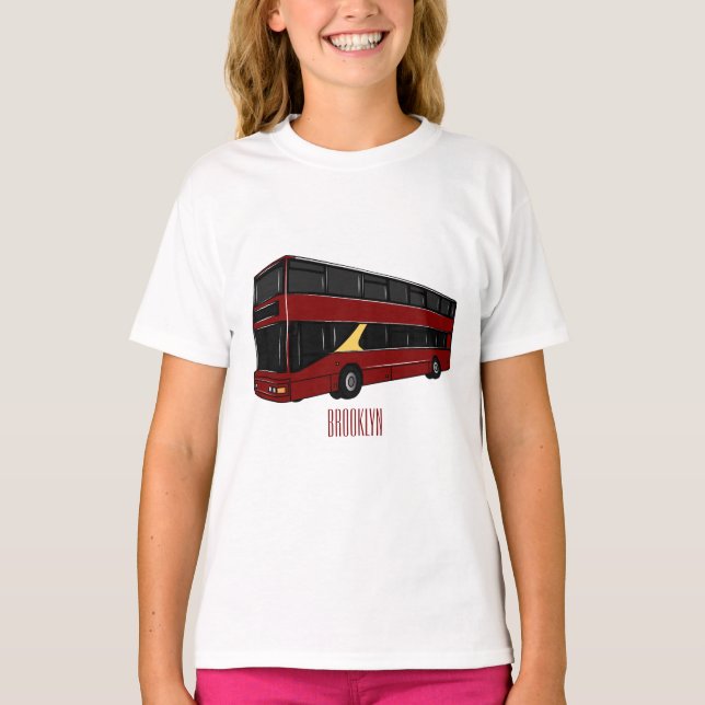 Camiseta Ilustração de desenho de barramento de dois andare (Frente)