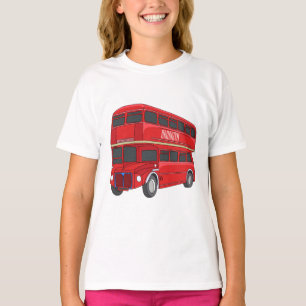 Camiseta Ilustração de desenho de barramento de dois andare