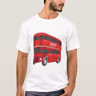 Camiseta Ilustração de desenho de barramento de dois andare