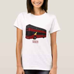 Camiseta Ilustração de desenho de barramento de dois andare