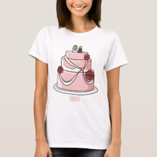 Camiseta Ilustração de desenho de bolo de casamento