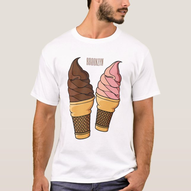 Camiseta ilustração de desenho de cone de sorvete (Frente)